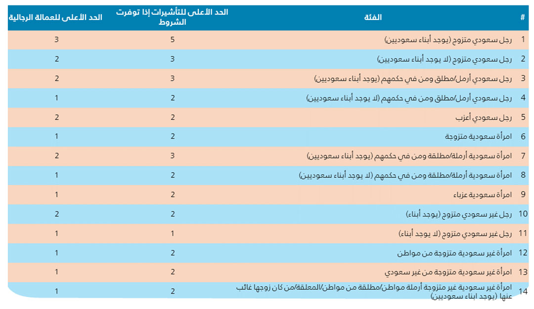 الحد الأعلى لعدد التأشيرات